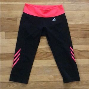 LASTCHANCE Calf length adidas leggings, pink/black